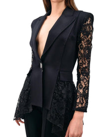 LACE-SLEEVE TAILORED BLAZER