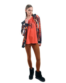 LONG-SLEEVE GRAPHIC BLOUSE