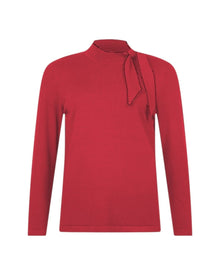 LONG SLEEVE TIE-NECK SWEATER