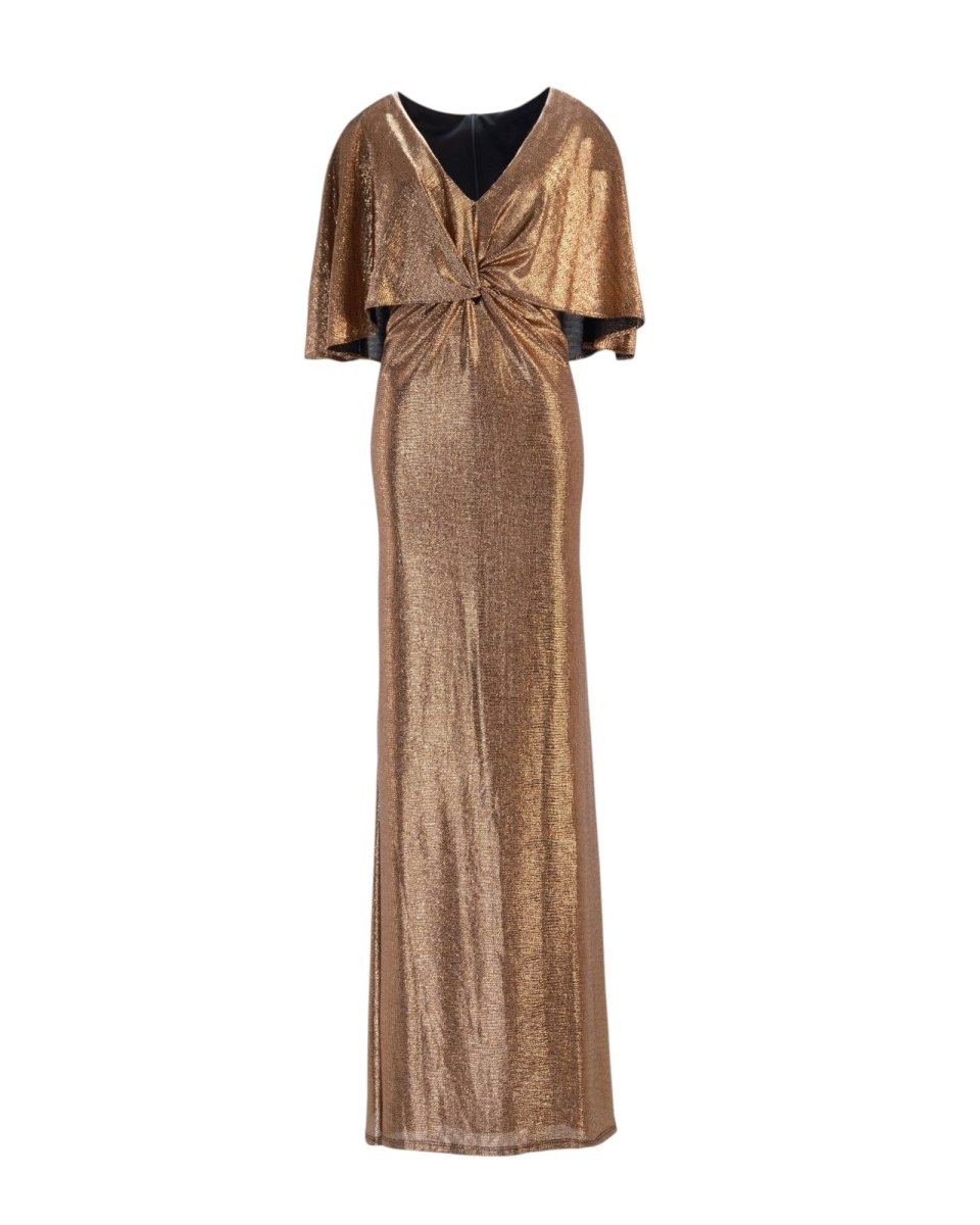 LUMINOUS CAPE EVENING GOWN