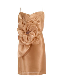 LUXE SATIN FLORAL MIDI DRESS