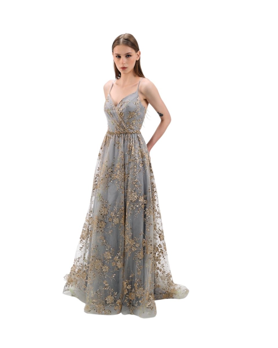 LUXURIOUS EMBROIDERED LACE GOWN