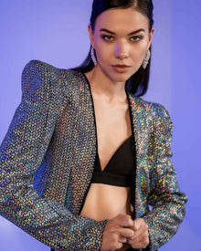 METALLIC CROPPED BLAZER