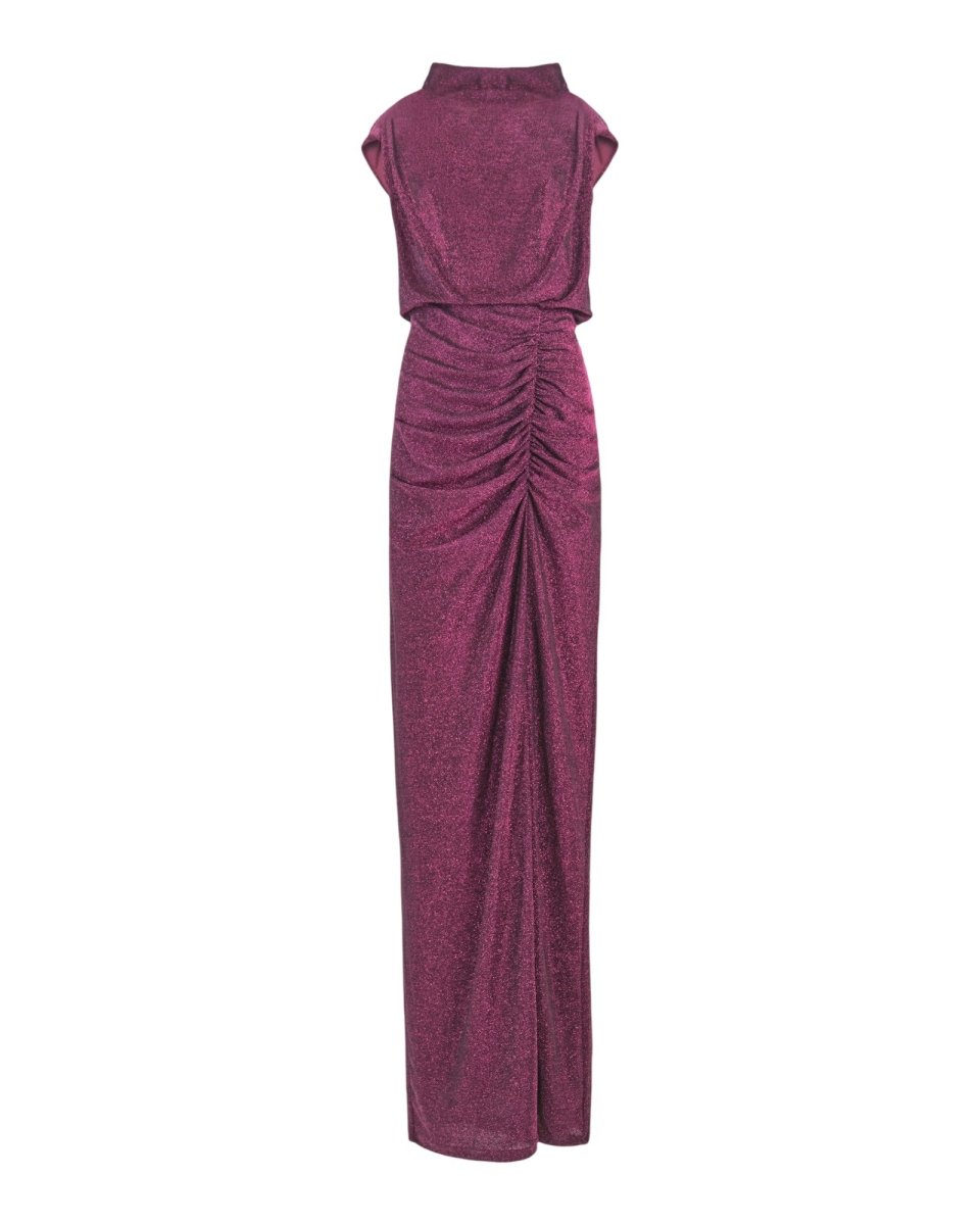 METALLIC DRAPED EVENING DRESS - Nakhle.Ets - Dresses