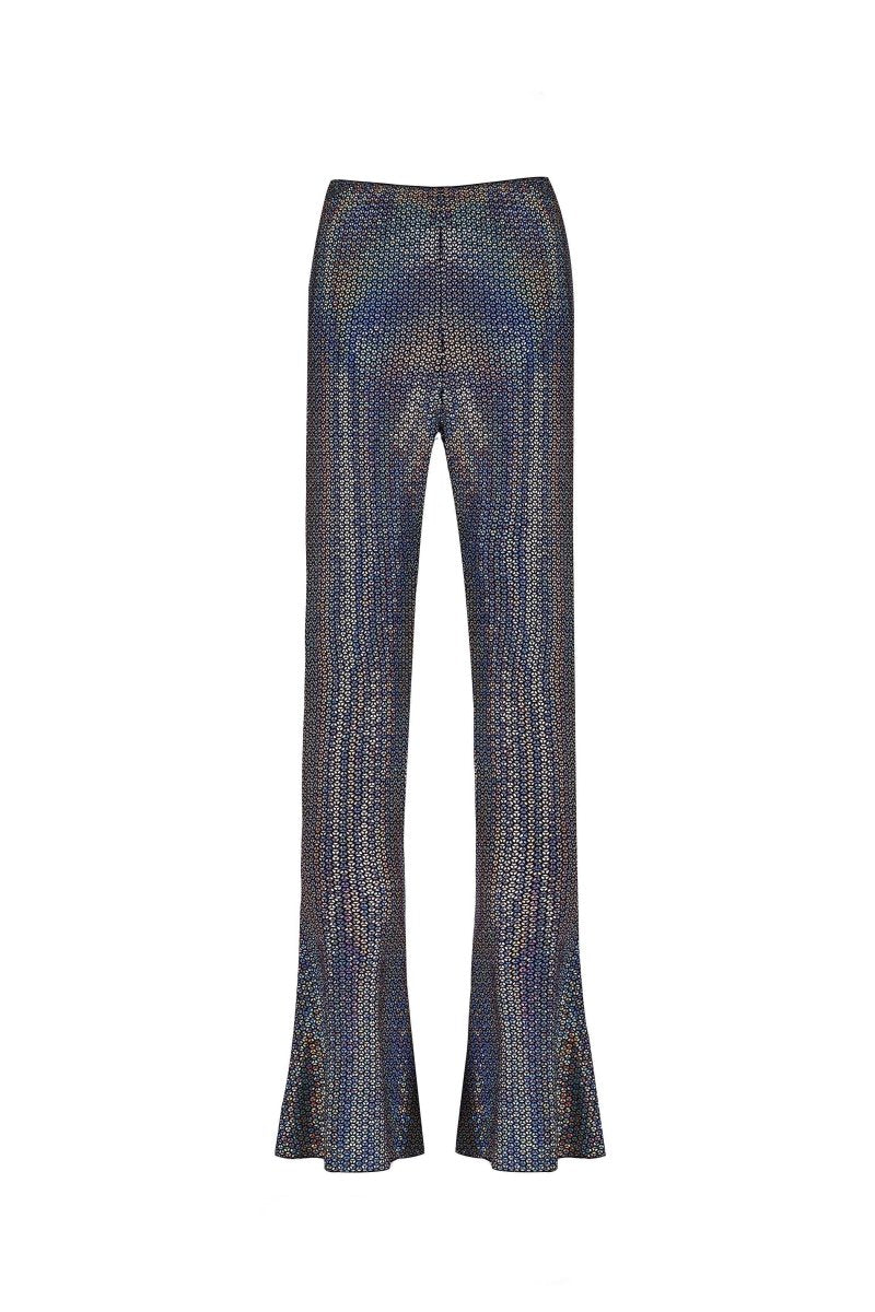 METALLIC FLARED PARTY TROUSERS - Nakhle.Ets - Pants & Skirts