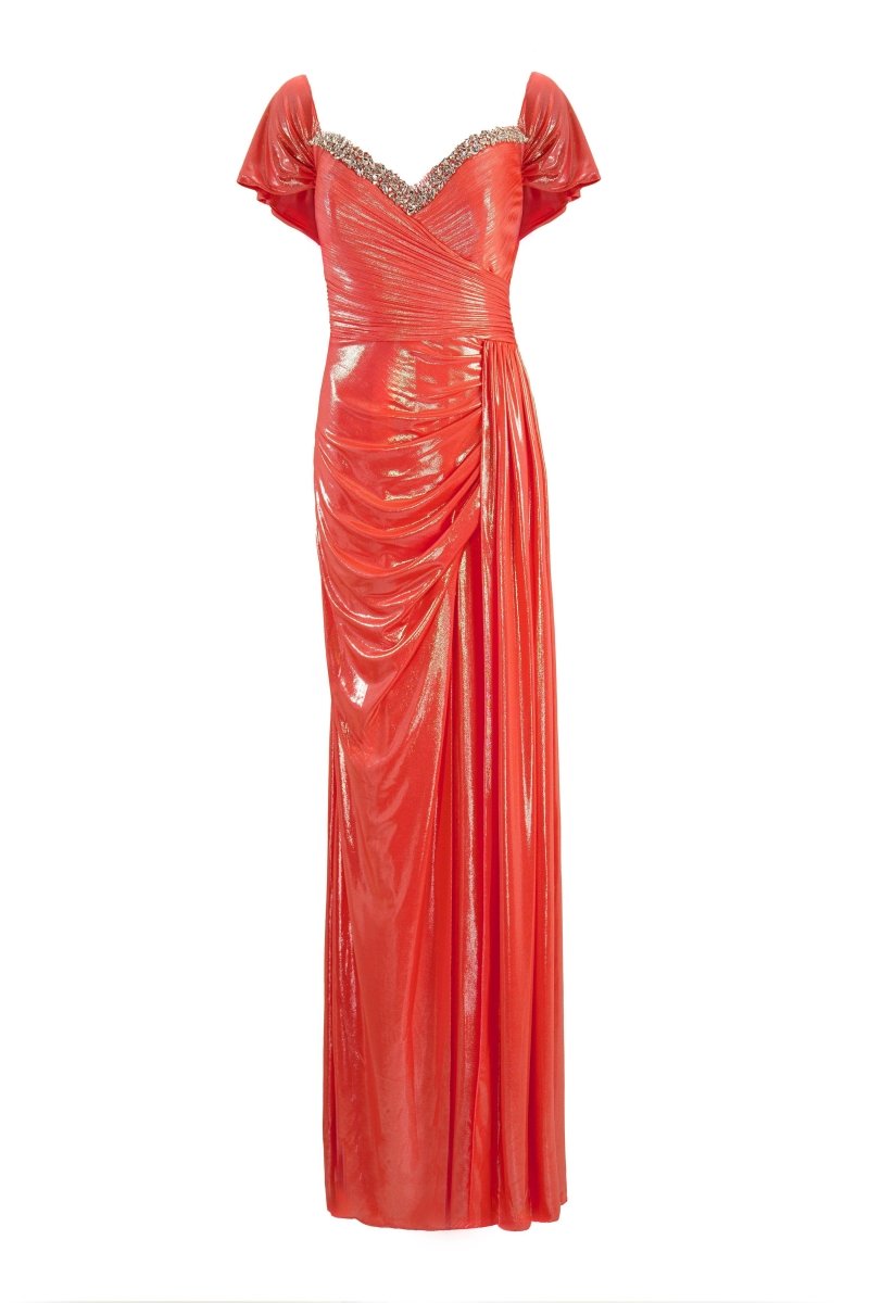 METALLIC RUCHED GOWN - Nakhle.Ets - Dresses