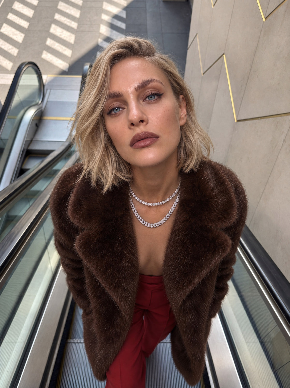 Brown faux fur coat