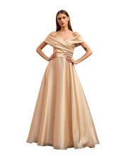 OFF - SHOULDER DRAPED SATIN GOWN - Nakhle.Ets - Dresses