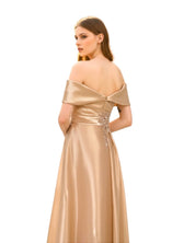 OFF - SHOULDER DRAPED SATIN GOWN - Nakhle.Ets - Dresses