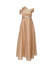 OFF - SHOULDER DRAPED SATIN GOWN - Nakhle.Ets - Dresses