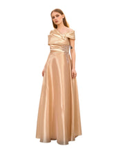 OFF - SHOULDER DRAPED SATIN GOWN - Nakhle.Ets - Dresses