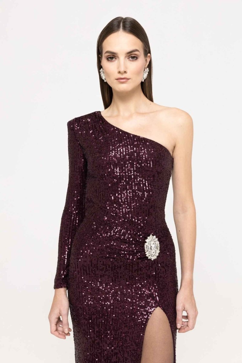 ONE - SHOULDER SEQUIN GOWN