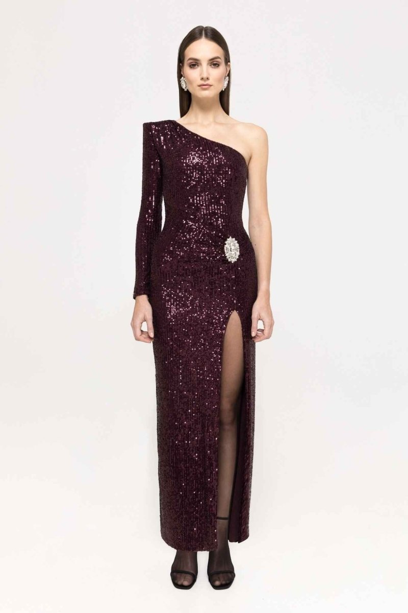 ONE - SHOULDER SEQUIN GOWN