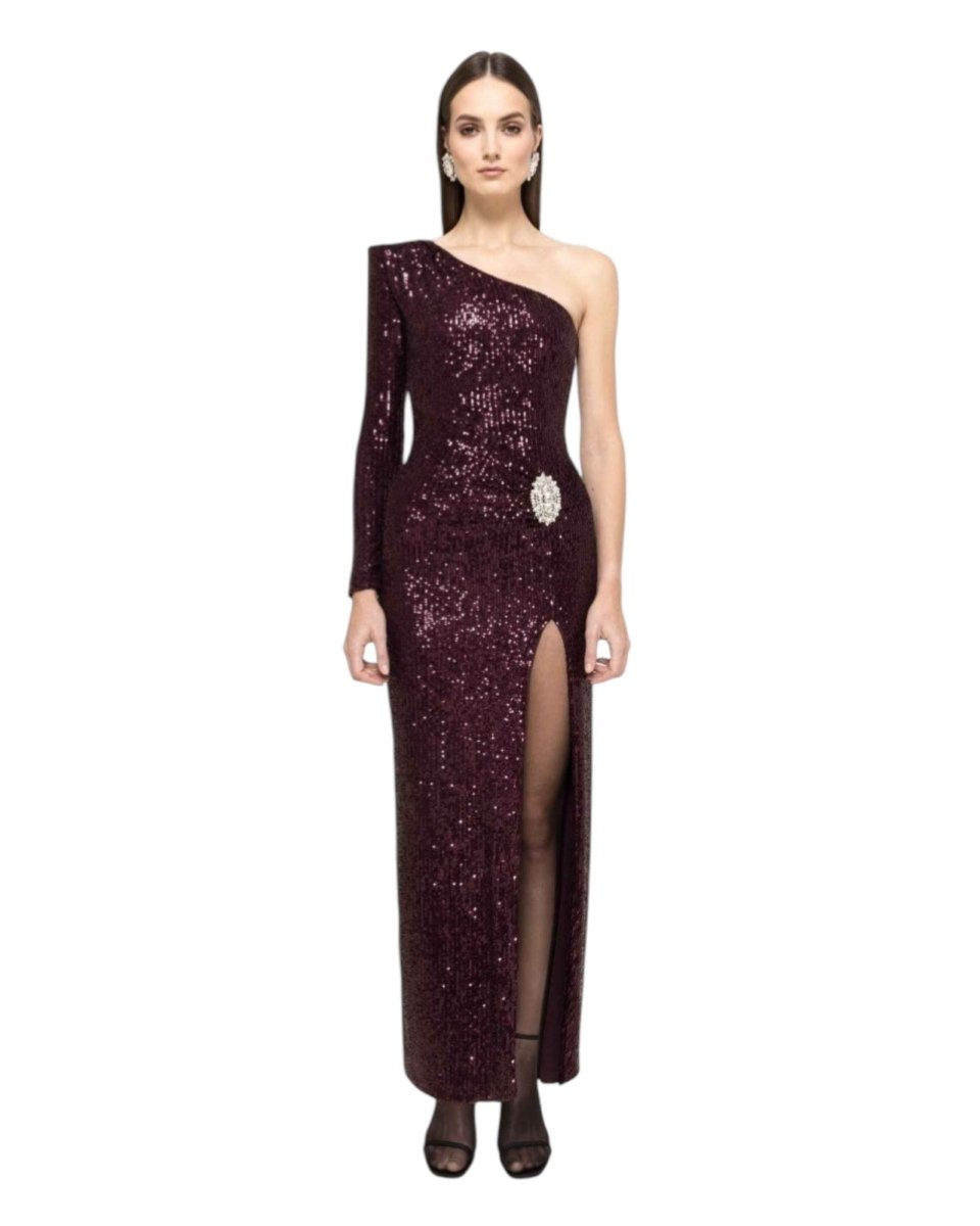 ONE-SHOULDER SEQUIN GOWN