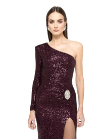 ONE-SHOULDER SEQUIN GOWN