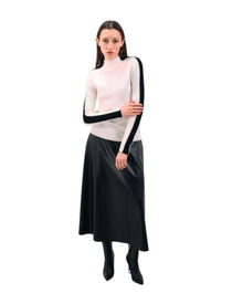 PEARL-TRIMMED MOCK NECK SWEATER