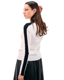 PEARL-TRIMMED MOCK NECK SWEATER