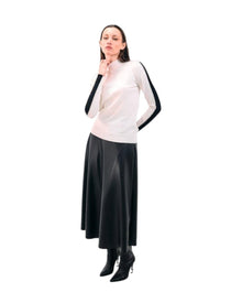 PEARL-TRIMMED MOCK NECK SWEATER