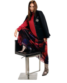 PLEATED ABSTRACT PRINT SKIRT