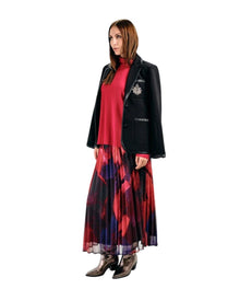 PLEATED ABSTRACT PRINT SKIRT