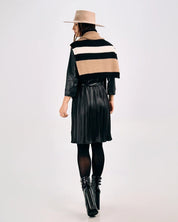 PLEATED FAUX LEATHER SHIRT DRESS - Nakhle.Ets - Dresses