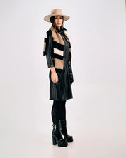 PLEATED FAUX LEATHER SHIRT DRESS - Nakhle.Ets - Dresses