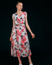 PLEATED FLORAL MAXI DRESS - Nakhle.Ets - Dresses