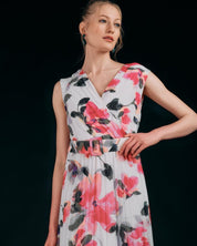 PLEATED FLORAL MAXI DRESS - Nakhle.Ets - Dresses