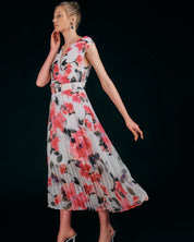 PLEATED FLORAL MAXI DRESS - Nakhle.Ets - Dresses
