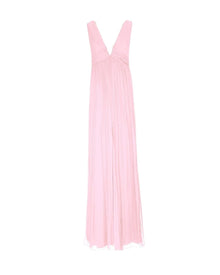 PLEATED FLOWY BACKLESS DRESS