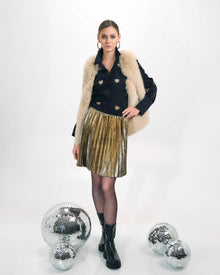 PLEATED METALLIC SKIRT