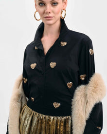 PLEATED METALLIC SKIRT