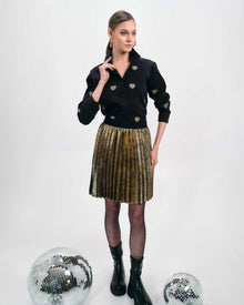 PLEATED METALLIC SKIRT