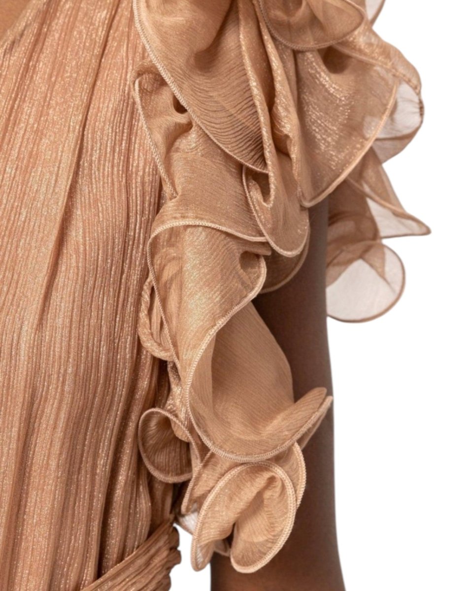 PLEATED RUFFLE - SLEEVE GOWN - Nakhle.Ets - Dresses