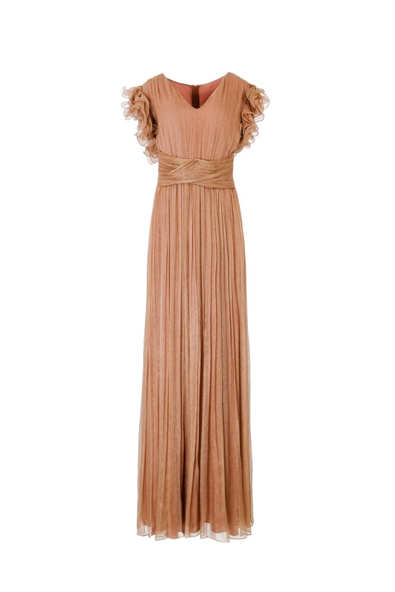 PLEATED RUFFLE - SLEEVE GOWN - Nakhle.Ets - Dresses