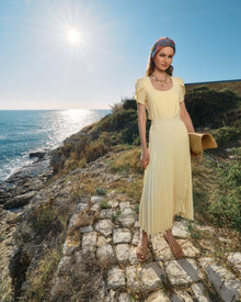 PLEATED TOP AND SKIRT TWO-PIECE SET