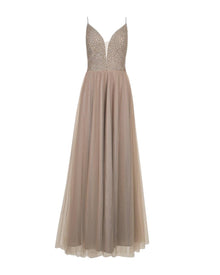 PLUNGING NECKLINE TULLE GOWN