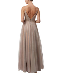 PLUNGING NECKLINE TULLE GOWN