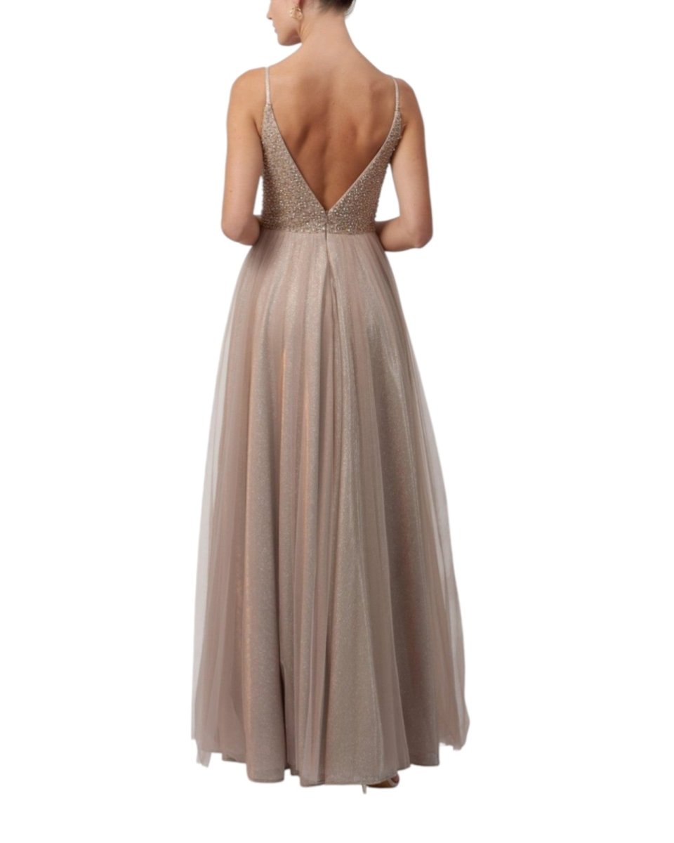 PLUNGING NECKLINE TULLE GOWN - Nakhle.Ets - Dresses