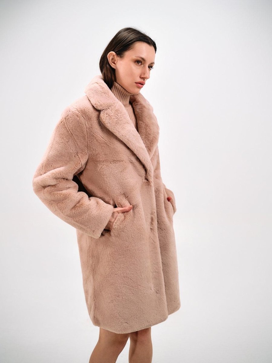 PLUSH FAUX FUR COAT - Nakhle.Ets - Coats