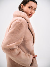 PLUSH FAUX FUR COAT - Nakhle.Ets - Coats
