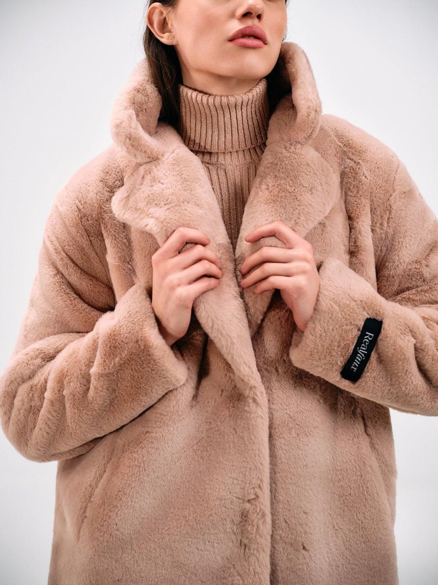 PLUSH FAUX FUR COAT - Nakhle.Ets - Coats
