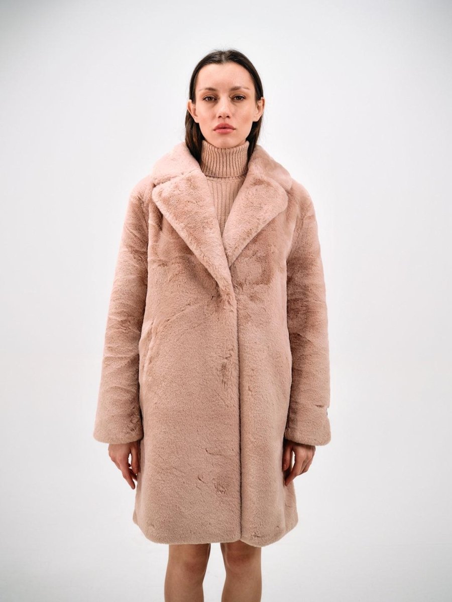 PLUSH FAUX FUR COAT - Nakhle.Ets - Coats