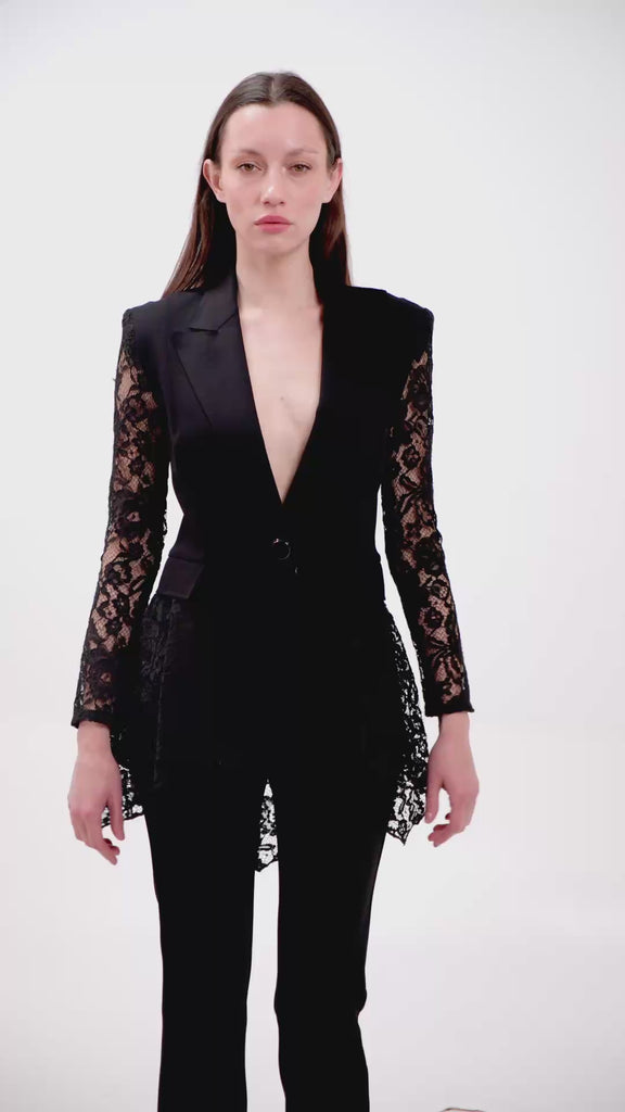 LACE-SLEEVE TAILORED BLAZER