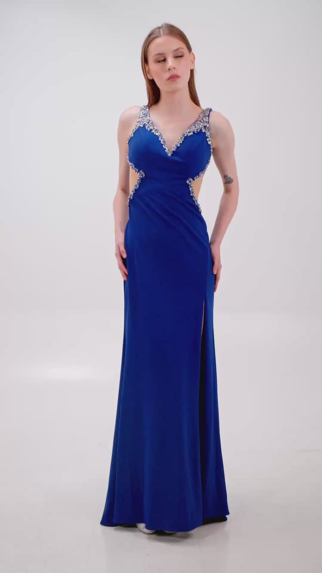EMBELLISHED CUTOUT MERMAID GOWN