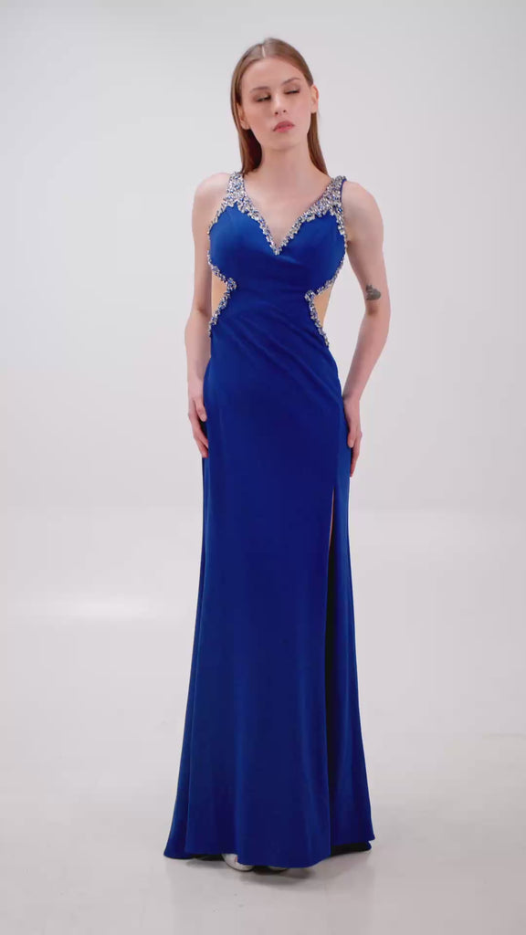 EMBELLISHED CUTOUT MERMAID GOWN