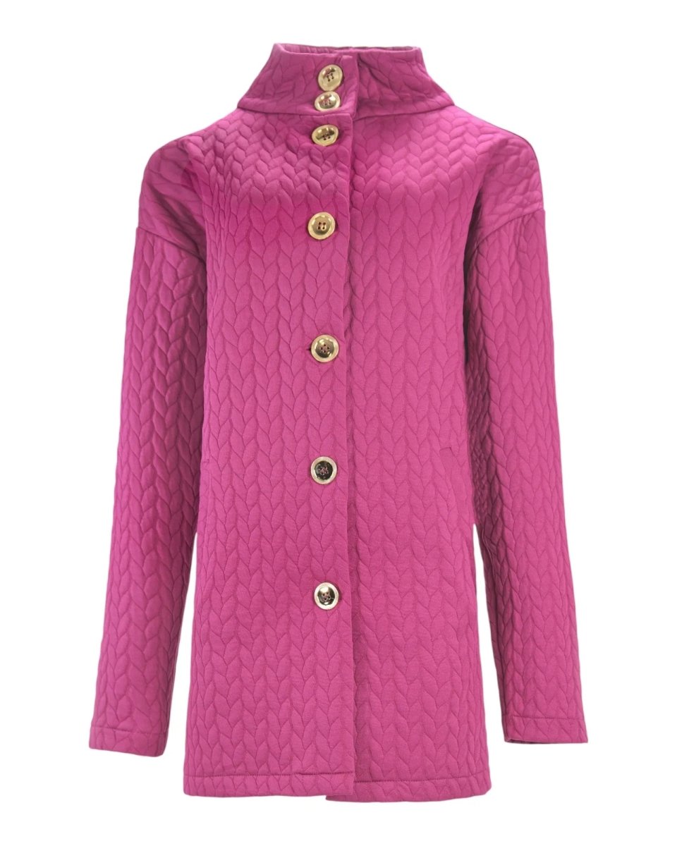 QUILTED LONG JACKET GOLD BUTTONS