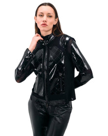 QUILTED VINYL MESH JACKET