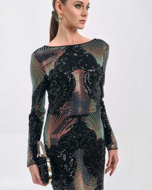 RAINBOW SEQUIN DETAIL MIDI DRESS