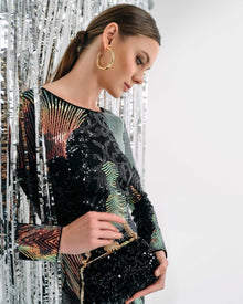 RAINBOW SEQUIN DETAIL MIDI DRESS